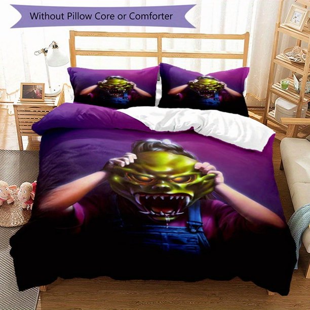 3pcs Bedding Set Duvet Cover Closure Includes 1 Duvet Cover & 2 Pillowcases for All Seasons Bedroom Decor, Home Dorm High-Definition Print Goosebumps The Haunted Mask A270