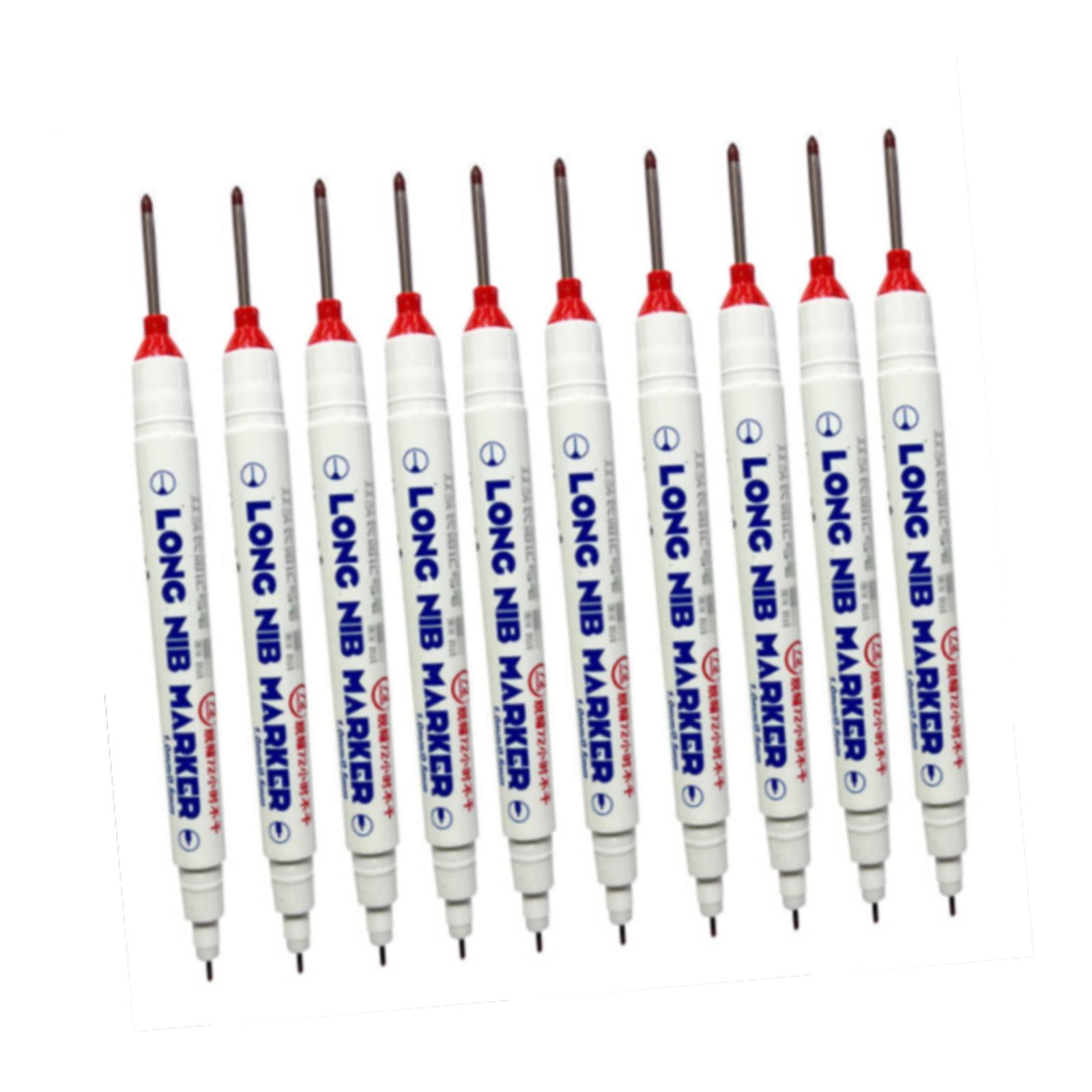 Magideal - 10 Piezas Marcador De Agujeros Profundos Lápiz De Carpintería Doble Punta Marcado Preciso Material Pp Secado Rápido Adecuado Para Construcción Decora Rojo