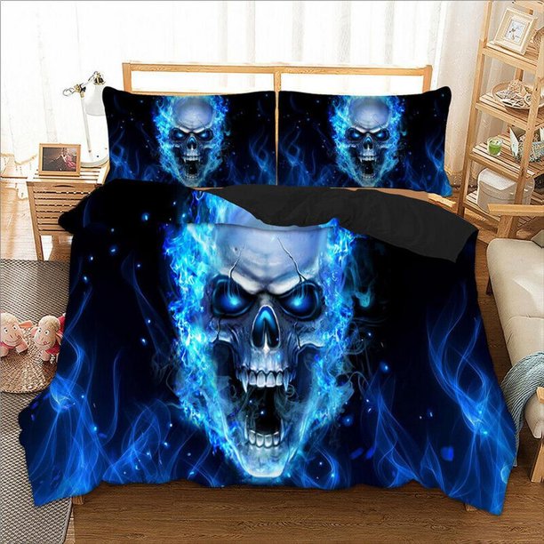 Gothic Skull Halloween Style Quilt Duvet Cover Set Home Textiles Double3-Piece Bedding Set