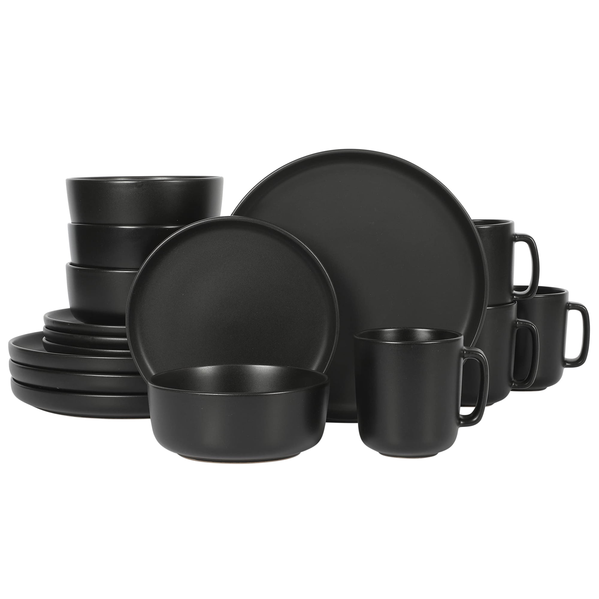 Juego De Vajilla Gibson Home Zuma Matte Black 16 Piezas Para 4