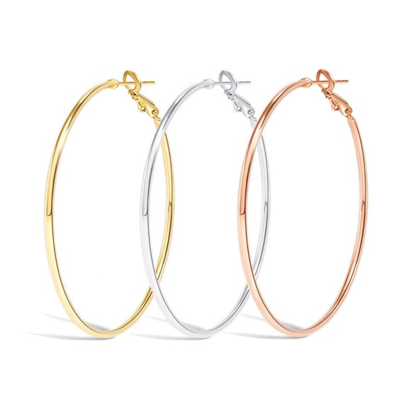 Pendientes de aro Cocadant 60 mm – Juego en oro, plata y oro rosado