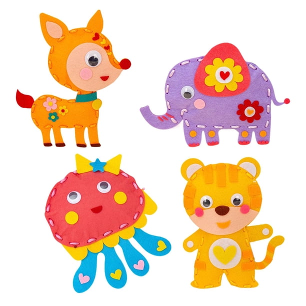 Kit de Costura DIY de 4 Piezas, Suministros de Costura Y Manualidades para Niños, Material de Muñeca de Animales para Recuerdos de Fiesta en El Jardín Estilo B