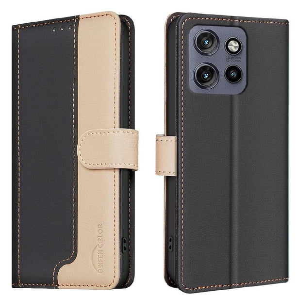 Funda Cartera con Bloqueo RFID para Motorola Moto S50 5G con Ranuras y Soporte Negro