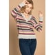 thumbnail image 1 of Suéter de Punto de Rayas Jaspeadas Multicolor con Cuello en V y Manga Larga M/L Multicolor, 1 of 3