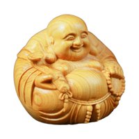 Magideal - Estatua De Buda De Madera Hecha A Mano, Escultura De Buda Tallada A Mano, Adorno Feng Shui Para Estante, Casa De Té, Decoración De Escritorio, Regalo