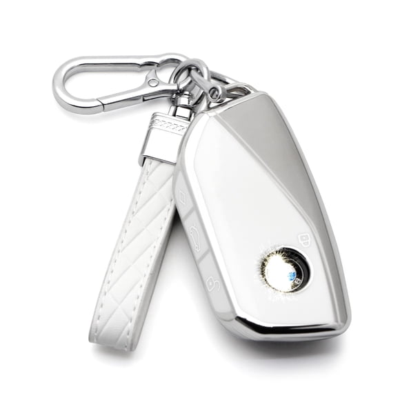 Set de funda para llaves de coche y llavero HAOYOUMEI BMW X5 (blanco)