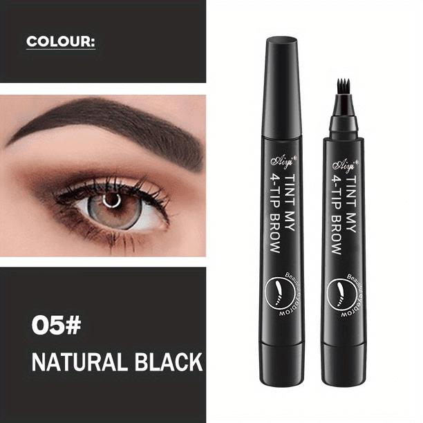 4 Split Tip Water Eyebrow Pencil, Long Lasting Waterproof, Simulated Natural Vivid Eyebrow , Clear Texture, No Decolorize Eyebrow Pen