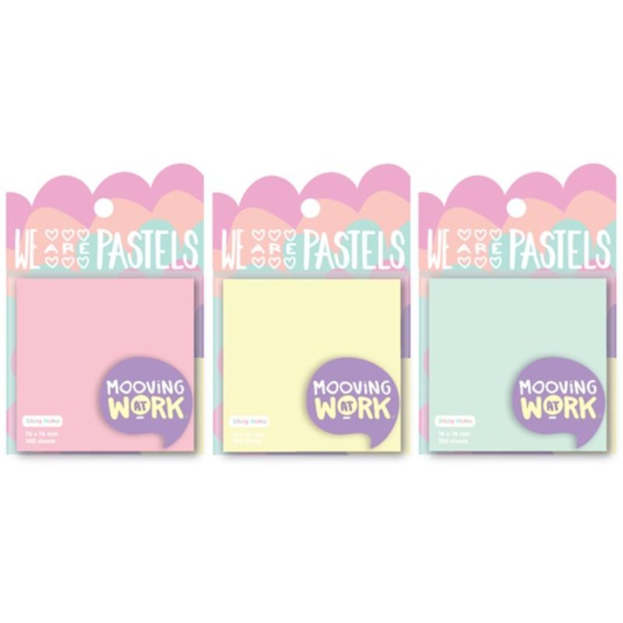 Notas Adhesivas Color Pastel 76x76mm 100 Hojas, Producto Surtido Mooving