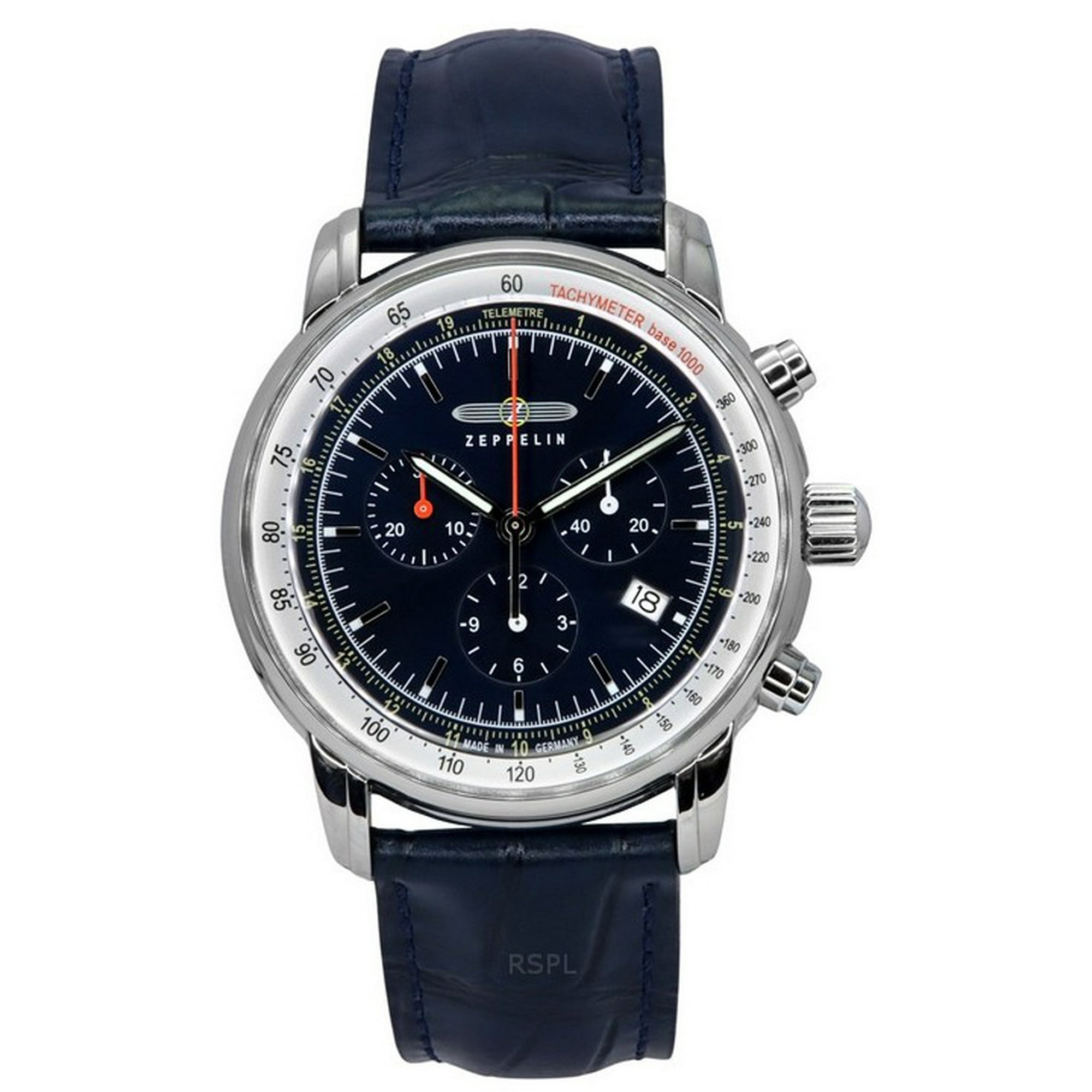 Zeppelin - Reloj Cronógrafo Quartz Para Hombre Lz 14 Marine Correa De Cuero Dial Azul 88883