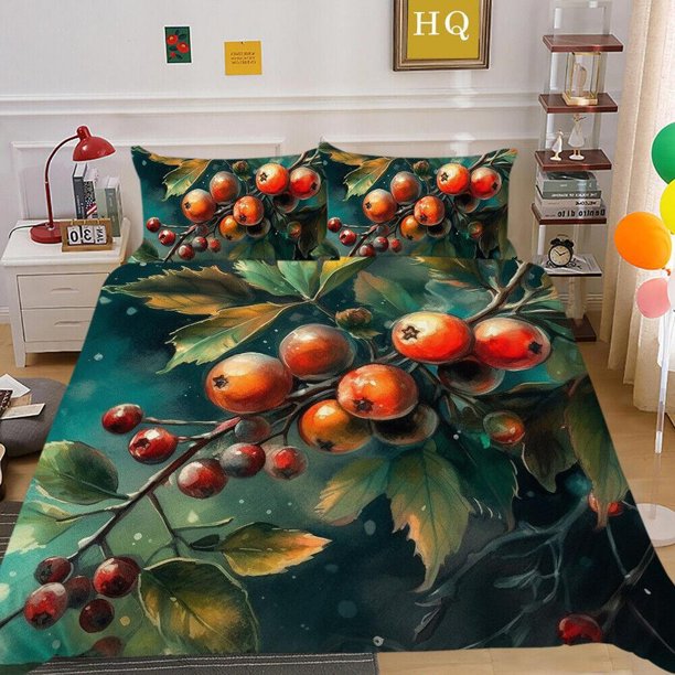 Christmas Tree Gifts Santa Claus Quilt Duvet Cover Set Bedspread Soft3-Piece Bedding Set