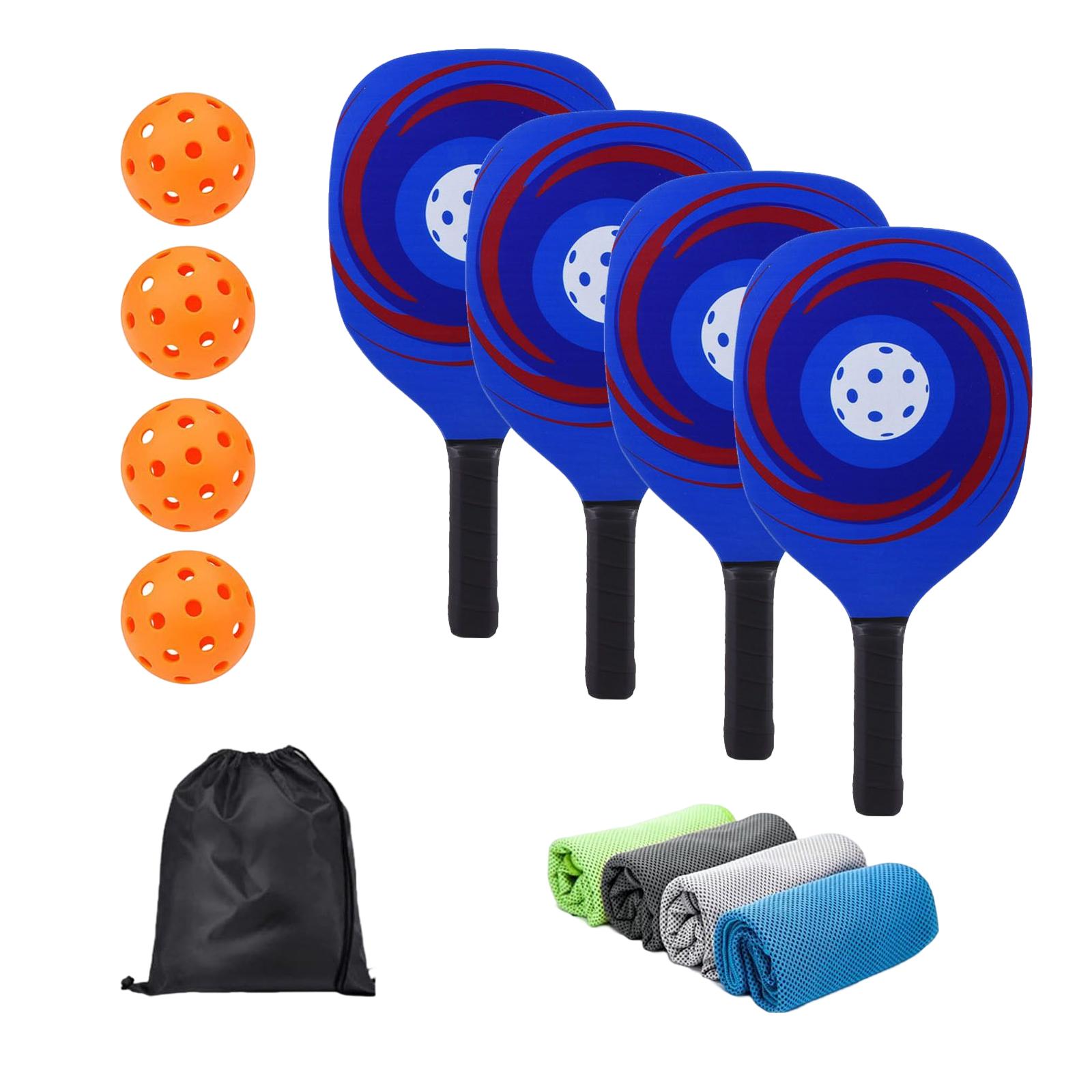 Magideal - Juego De Paletas Pickleball De 4, 4 Bolas (Color Aleatorio) Juego De Raquetas Portátiles Pickleball Con Empuñadura Ergonómica Con Bolsa De Transporte