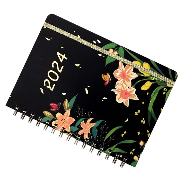 Planificador semanal 2024, cuaderno diario de año Nuevo con calendario, diario de seguimiento de objetivos, planificador académico para oficina, regal lluvia de flores