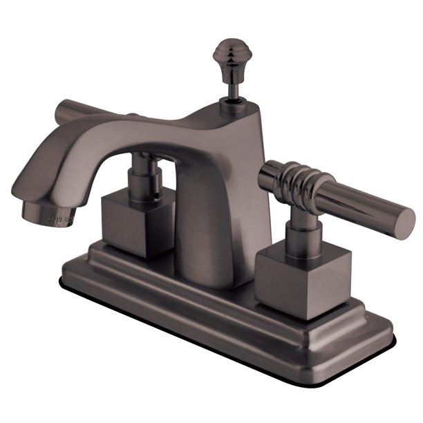Grifo para lavabo Kingston Brass Milano KS8649QL 10 cm níquel cepillado y latón pulido