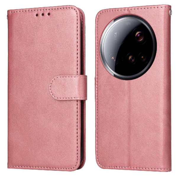 Funda Billetera para Xiaomi 15 Ultra con Porta Tarjetas y Soporte Ajustable Rosa