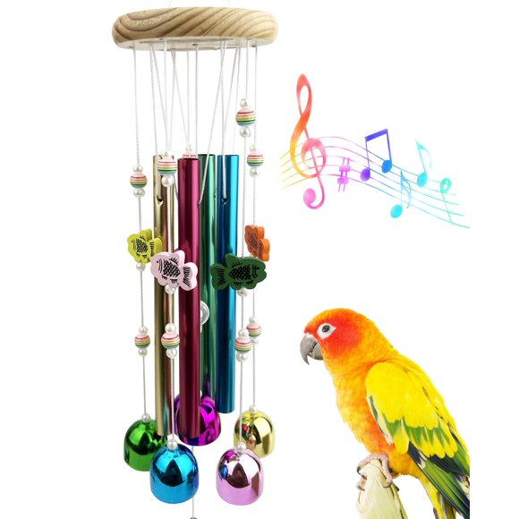 Juguete para pájaros FlidRunest con campanas coloridas y campanillas de viento