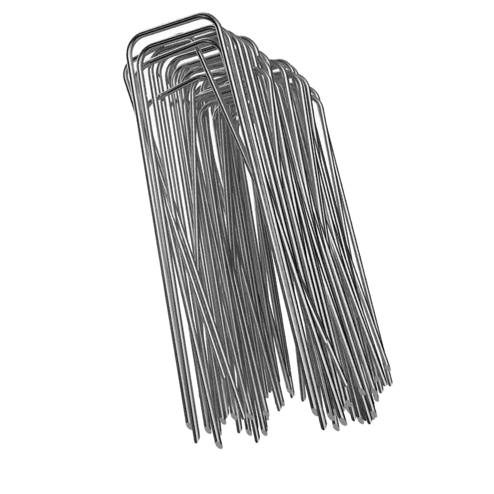 Magideal - De 50 Grapas De Material Acero Para Jardín, Estacas Para Jardín Con Clavija En U, Grapas Para Paisaje, Clavos Para Tierra, Clavijas Para Jardín En Apariencia 25x4x200mm