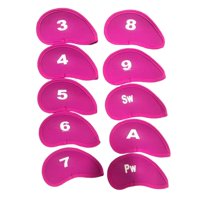 Ioensy - 10 Piezas Golf Club Iron Headcover Set Protection Guard Guard Protective Red