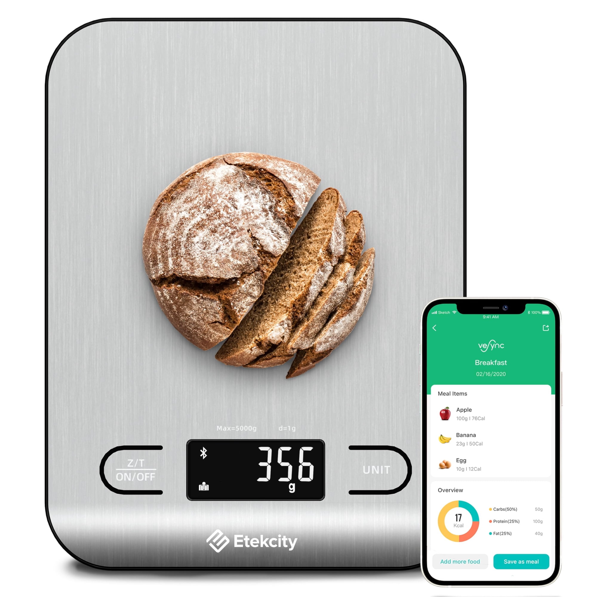 Báscula De Cocina Digital Etekcity Food Nutrition De 5 Kg/5000 Ml