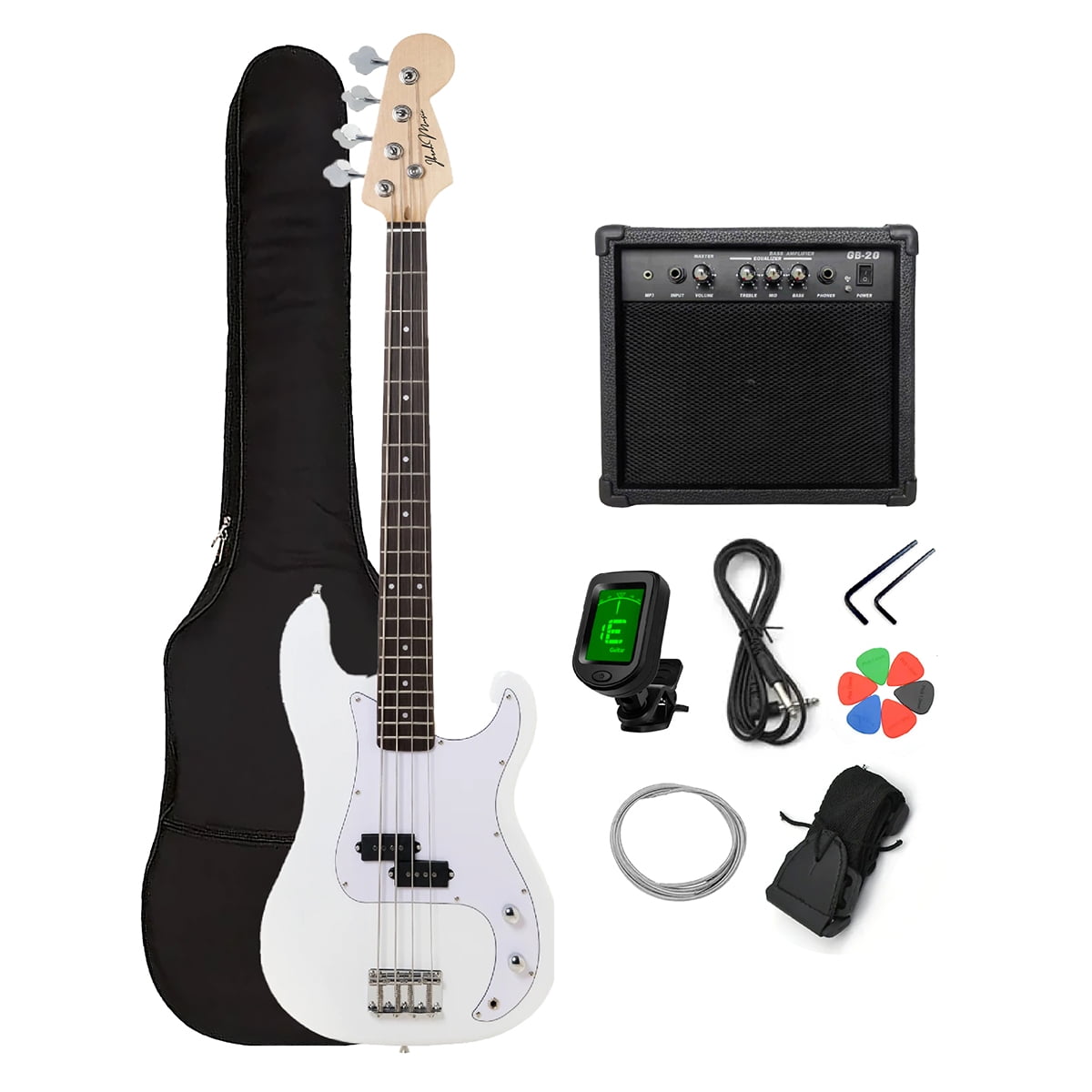 Ibrah Music - Bajo Eléctrico Ibrah 4 Cuerdas + Amplificador 20w + Acces