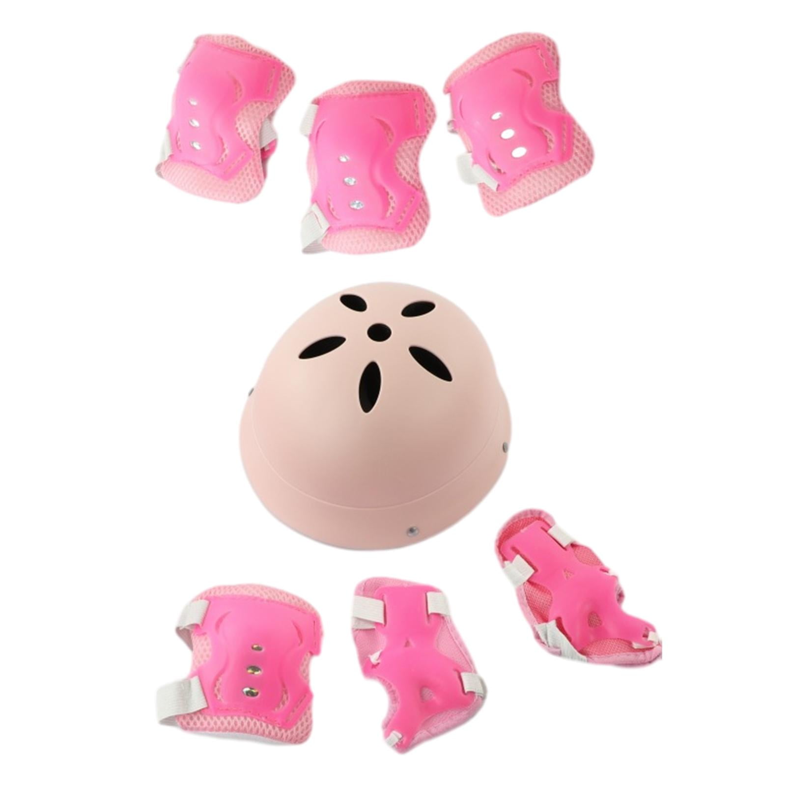 Magideal - Juego De Rodilleras Y Coderas Para Casco Para Niños, Conjunto De Equipo De Protección, Rodilleras Para Monopatín, Patinaje Sobre Ruedas, Deportes Rosa