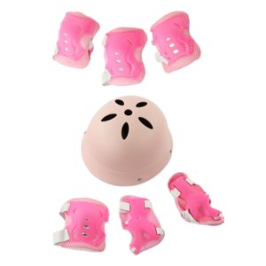 Magideal - Juego De Rodilleras Y Coderas Para Casco Para Niños, Conjunto De Equipo De Protección, Rodilleras Para Monopatín, Patinaje Sobre Ruedas, Deportes Rosa