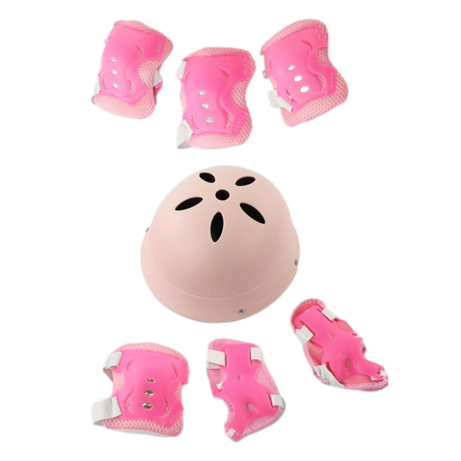 Magideal - Juego De Rodilleras Y Coderas Para Casco Para Niños, Conjunto De Equipo De Protección, Rodilleras Para Monopatín, Patinaje Sobre Ruedas, Deportes Rosa