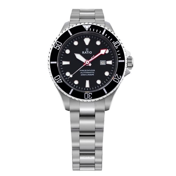 Reloj Ratio FreeDiver Automático Esfera Negra Acero Inoxidable para Mujer, RTFL831