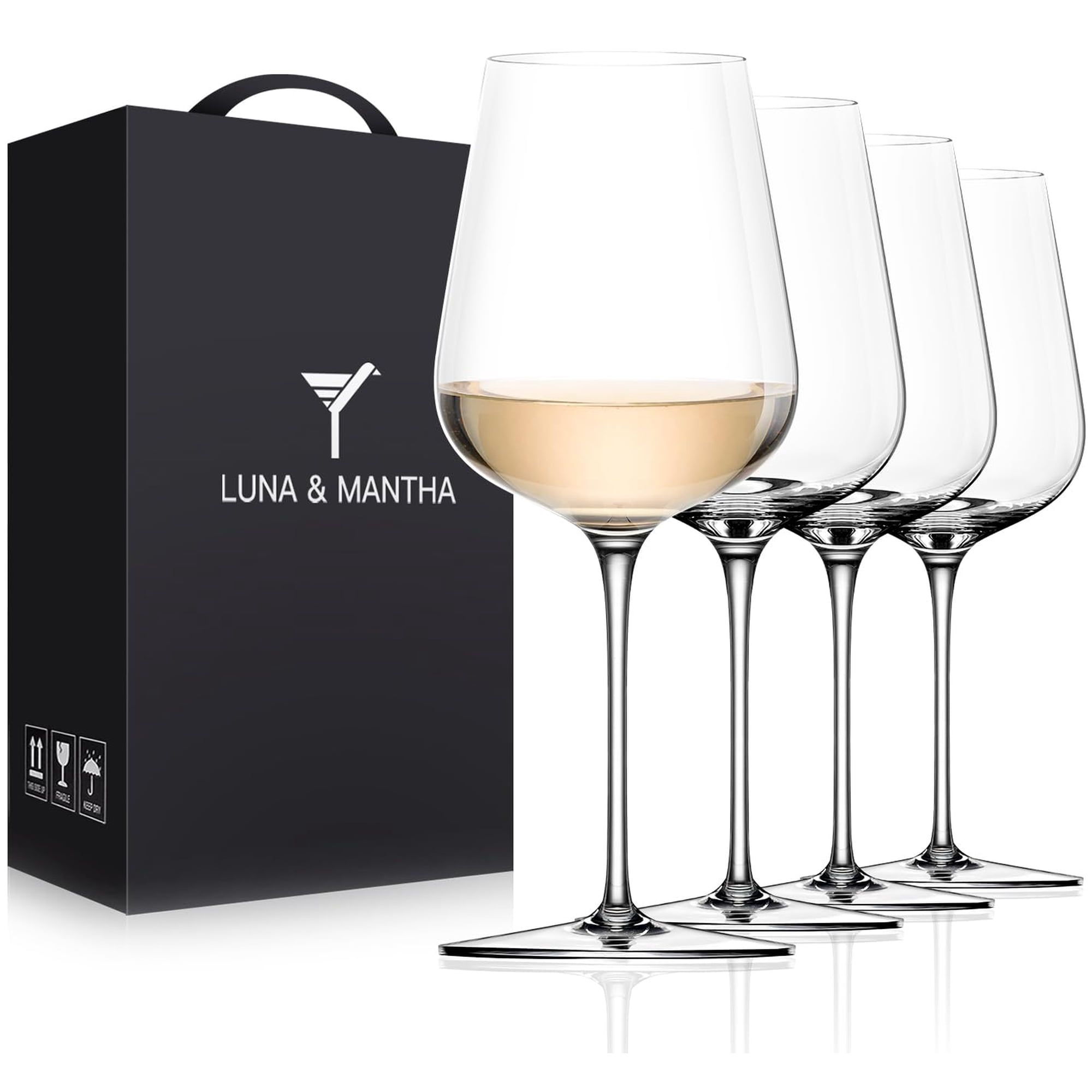 Juego De 4 Copas De Vino Blanco Luna & Mantha, Cristal, 400 Ml