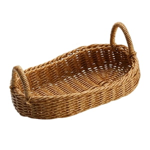 Bothyi - Cesta De Mimbre Hecha A Mano Con Asa Cesta De Picnic Para Armario Comedor Ovalada Sin Alambre De Hierro