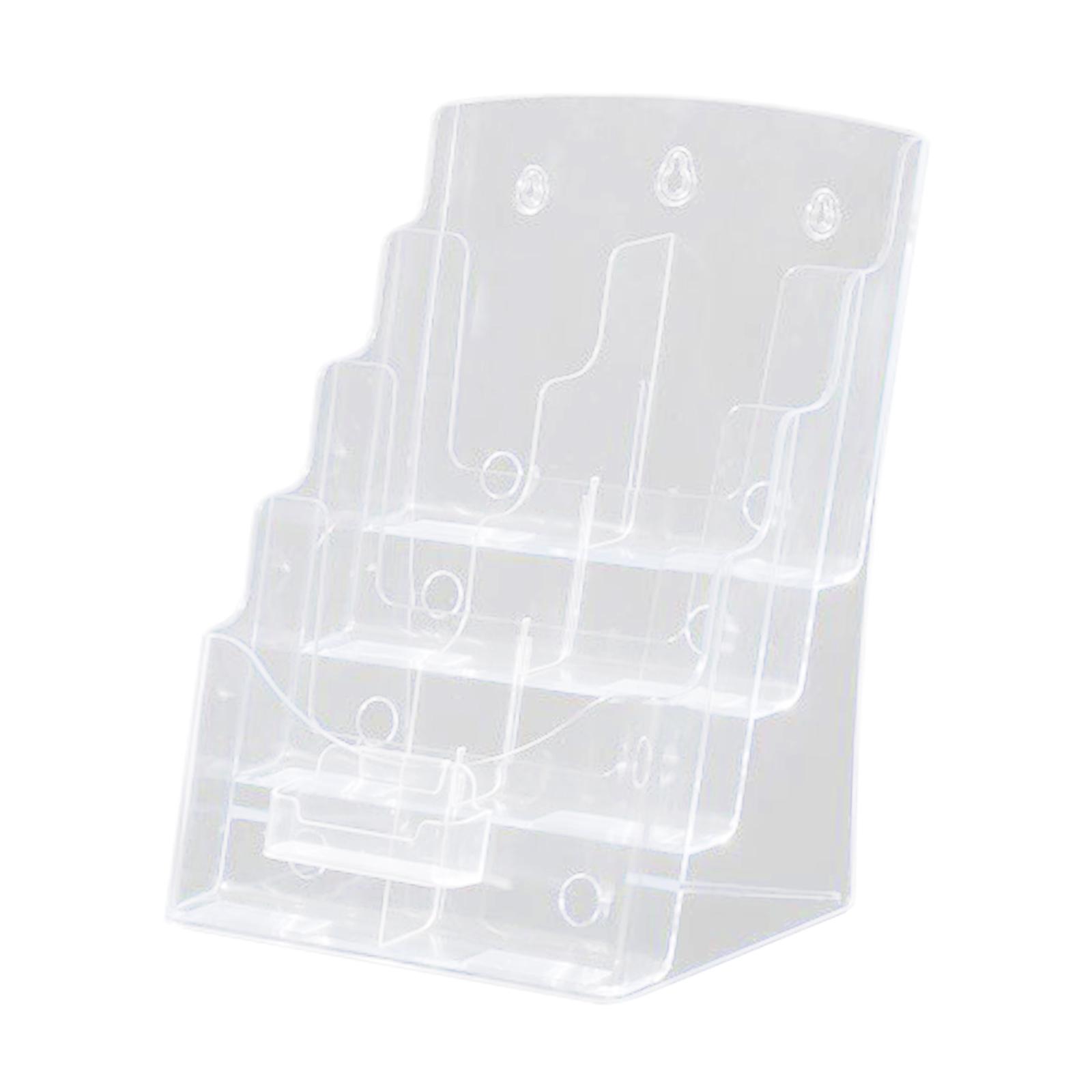 Ioensy - Titular De Folletos Y Folletos, Tarjetero De Visita, Menú Escolar, Soporte De Exhibición Acrílico, 4 Niveles, 23,5X20X34Cm