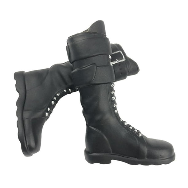 Botas En Miniatura Escala 1/6 Para Figuras De 12 Pulgadas - Negras, Material PP - Accesorio Para Muñecas Articuladas