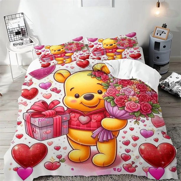 Winnie the Pooh comforter set bedding set 3D digital printing set comforter set 3 pieces for boys and girls Bed Sheets