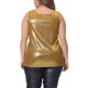 thumbnail image 2 of Agnes Orinda Trajes de Halloween para Mujeres Tallas Grandes Tops de Escuela Universitaria Cuello Redondo Sin Mangas Fiesta Clubwear Tanque Metálico Holográfico Brillante 3X Oro, 2 of 8