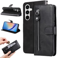 Gangxun - Funda Con Cremallera Para Samsung Galaxy A35, Carcasa Cartera De Cuero Pu Con Soporte Y Tarjetero