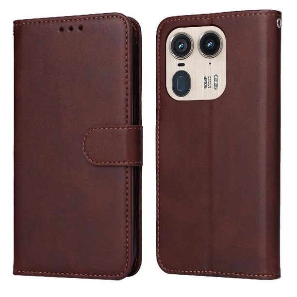 Funda Billetera para Motorola Edge 50 Ultra 5G con Porta Tarjetas y Soporte Ajustable Marrón