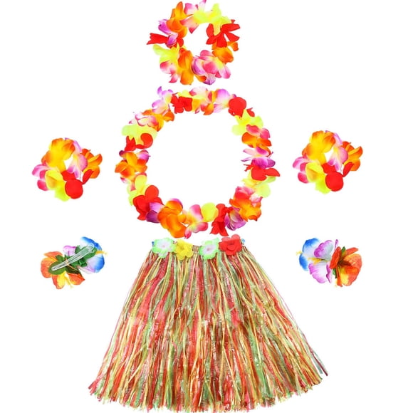 Conjunto de disfraz hawaiano de luau hula grass para niñas Gejoy