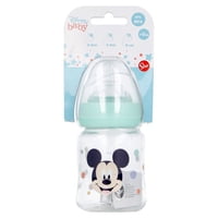 Mamadera 150 Ml Boca Ancha Chupete 3 Flujos Transparente Con Diseño  Disney