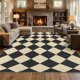thumbnail image 1 of Alfombra GarveeHome 244 cm x 152 cm a cuadros negra lavable, 1 of 7