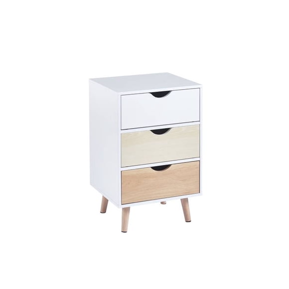 Velador Moderno Eame 3 Niveles Blanco y Madera
