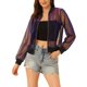 thumbnail image 1 of INSPIRE CHICChaqueta bomber para mujer de malla transparente con brillo, mangas largas, cremallera, XL, púrpura, 1 of 6