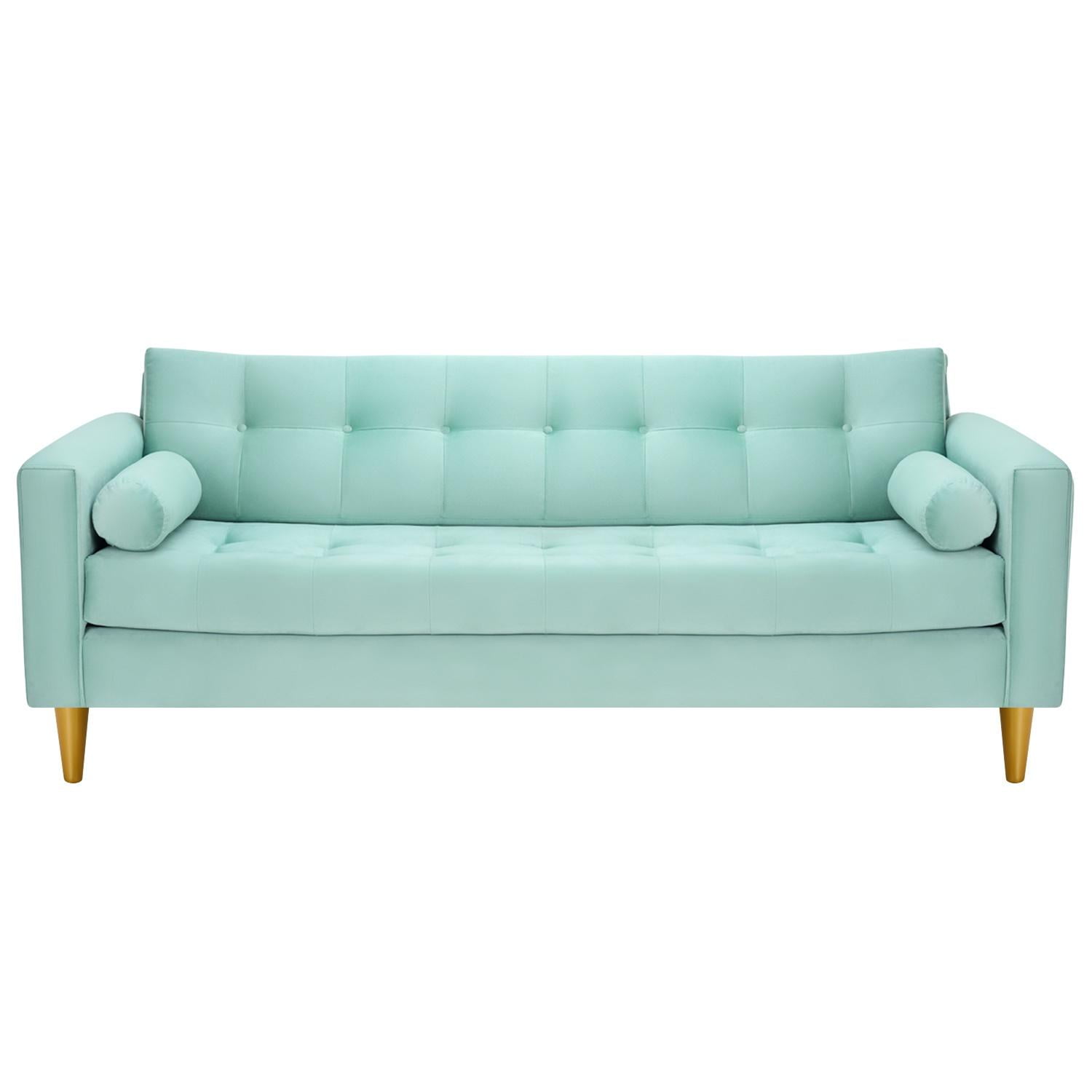 Bodevir - Sofa Retro 3cg Felpa 01 Verde Agua