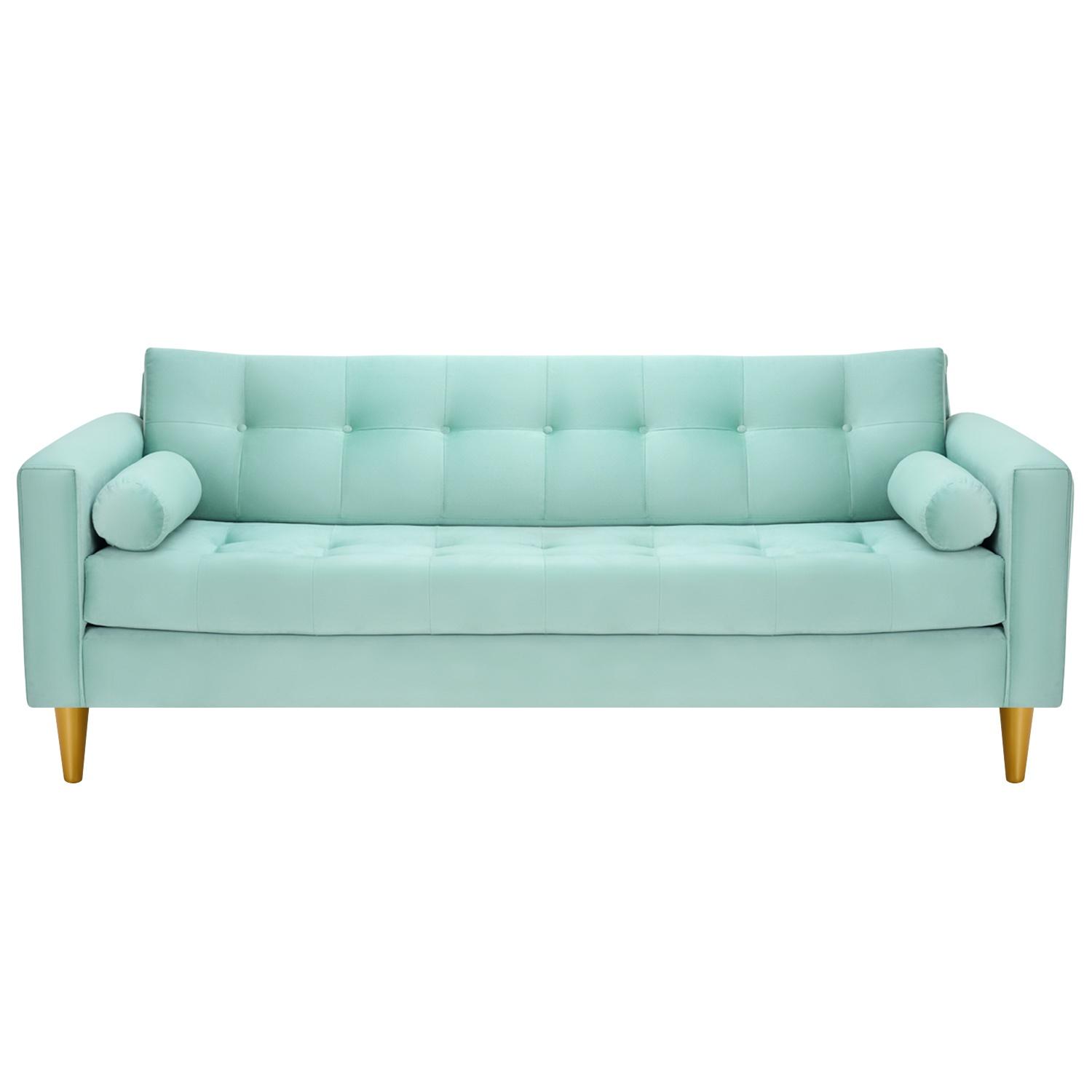 Bodevir - Sofa Retro 3Cg Felpa 01 Verde Agua