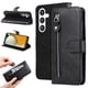 thumbnail image 1 of Funda tipo cartera para Samsung Galaxy S25 Plus con bolsillo con cremallera y ranuras para tarjetas – Función de soporte Negro, 1 of 6