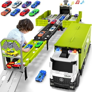 Diuerma - Pista De Carreras Toy Carrier Truck Con 8 Coches De Carreras Para Niños De Más De 3 Años
