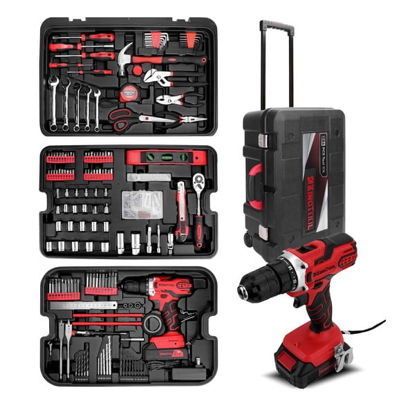 Juego de herramientas KINGTOOL 286 piezas con caja de herramientas rodante de 21 V