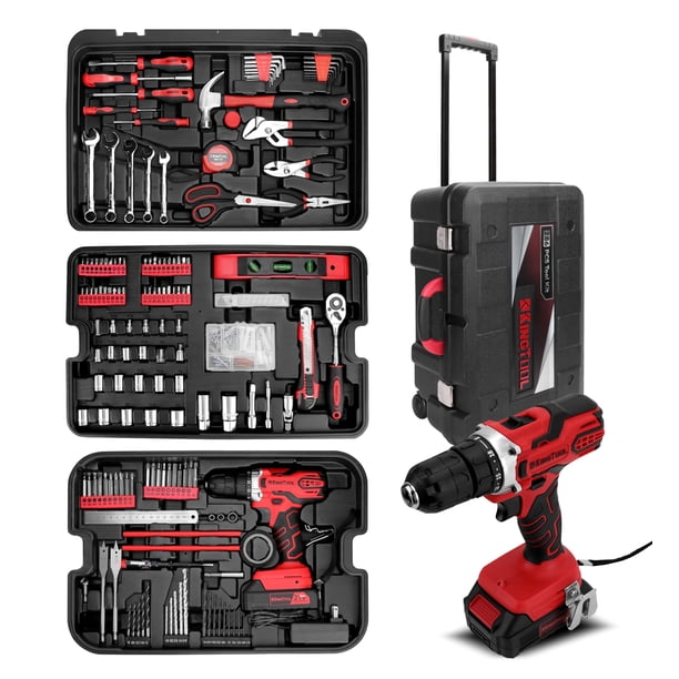 Juego de herramientas KINGTOOL 286 piezas con caja de herramientas rodante de 21 V