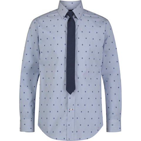 Camisa De Vestir Tommy Hilfiger Para Niños, Azul, Talla 8, Husky Con Corbata