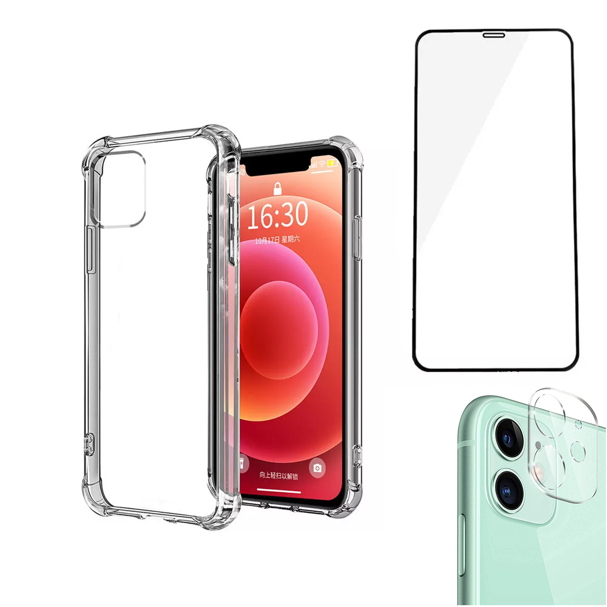 Genérico - Carcasa Reforzada Para Iphone 11 + Vidrio Full+Vidrio Cámara