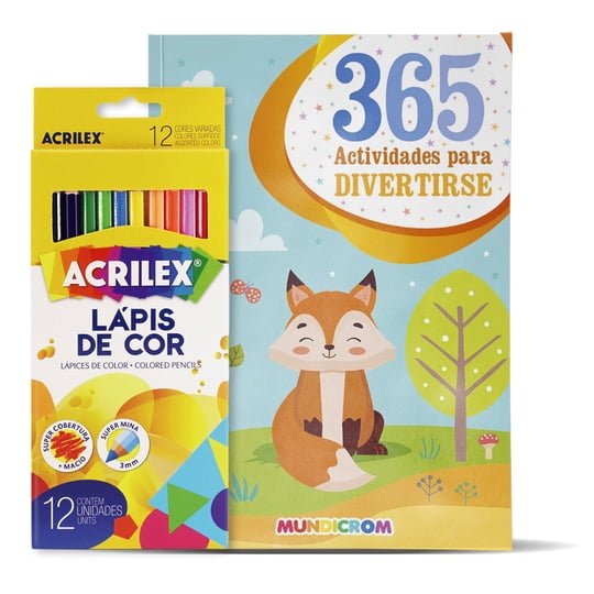 Mundicrom - Libro 365 De Actividades + 12 Lápices De Colores
