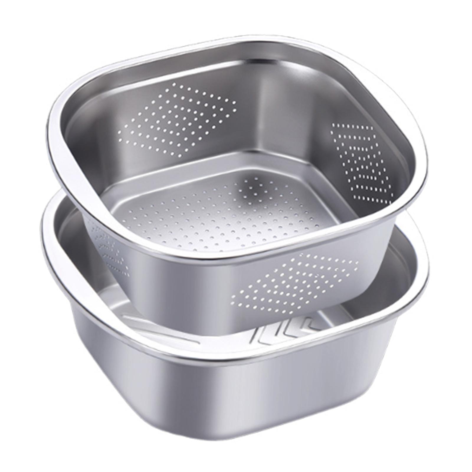 Magideal - Juego De Colador Y Tazón Filtro Para Arroz Cesta Para Frutas Y Tazón De Preparación Diseño Práctico Para Lavar Y Escurrir Adecuado Para El Uso Diario 4600 Ml